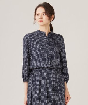  【カタログ掲載・セットアップ対応・洗える】サテンアムンゼンバンドカラー ブラウス