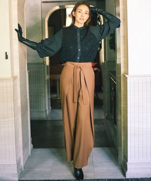  【SHIHOさん着用】フロントディテールラップワイド パンツ