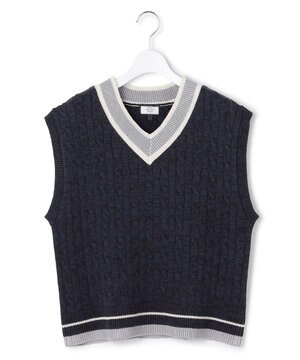  【WOMEN】ケーブルチルデン ニットベスト