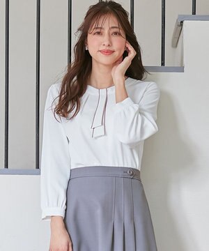  【洗える】フロントボウタイ ブラウス