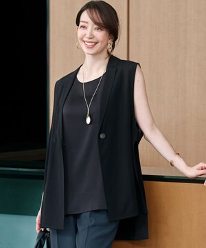  【洗える】ライトシアーマットクロス ジレ