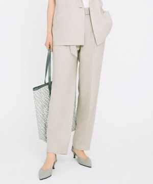  【カタログ掲載・セットアップ対応・接触冷感・UVカット・洗える】ライトリネンライクテーパード パンツ