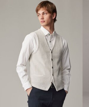  【和紙使用エコ素材/日本素材/軽量/通気性/速乾性】和紙ムリネ ニット ベスト