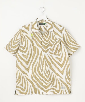 【雑誌掲載 / 高通気 / 軽撥水 / 軽量のDotAir 使用】【MEN】ゼブラ柄開襟シャツ