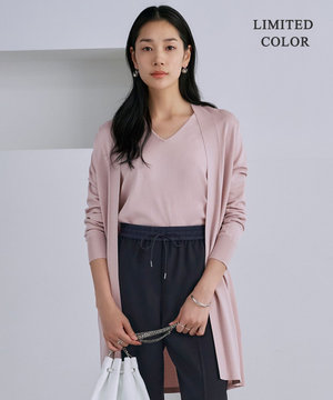 【洗える】シンセティックハイゲージ ロングカーディガン