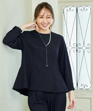  【洗濯機可/ストレッチ/セットアップ可】イージーケアペプラムブラウス