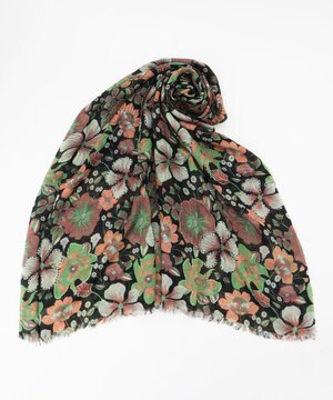  【インド製】ランダムフラワーモチーフショール