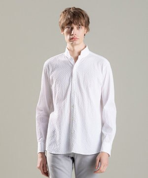  トライジャガードストレッチ　ウィングカラーシャツ