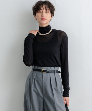 【洗える】ハイゲージジャージー シアー カットソー