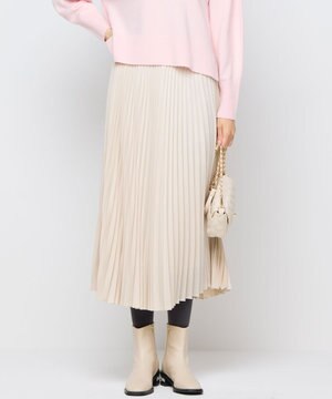  レザーライクサテン プリーツスカート