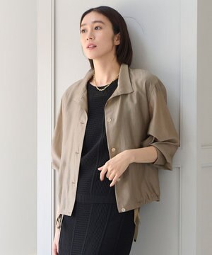  【洗える・XSサイズあり】スタンドカラーシアー ブルゾン