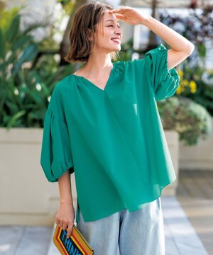  【通気性/接触冷感】BREEZEMOVE ボリュームブラウス