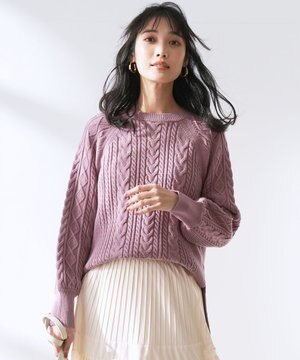  ケーブル ニット プルオーバー