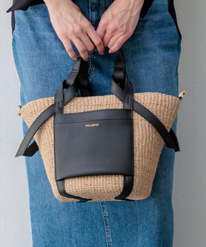  【先行予約】VIOLAd'ORO アバカ レザーポケット 2WAY トートバッグ