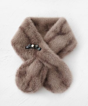 【ブローチ取り外し可】BOW RIBBON FURTIPPET ティペット