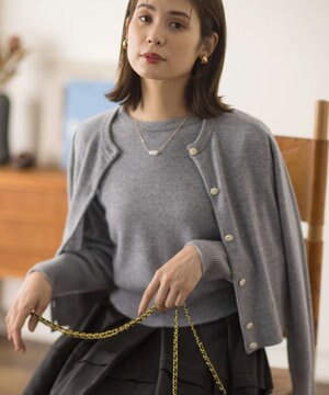  【アンサンブル対応可】ピュアカシミヤ ビジューカーディガン