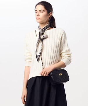  【Oggi4月号掲載/洗える】コットンギマ ケーブル ニット