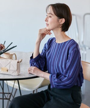  【XSサイズ～/洗える/セット可】オパールストライプ ブラウス