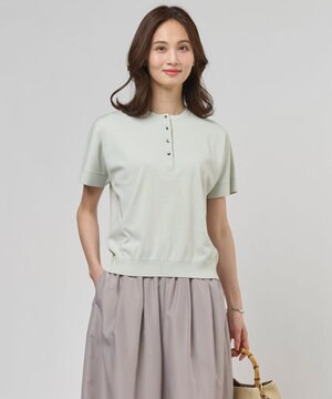 COOL MINT COTTON POLYESTER ヘンリーネック ニット プルオーバー