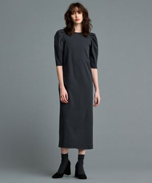 【UVケア・接触冷感】ダブルフェイスジャージー ボリュームスリーブ ワンピース(五分袖)（uncrave STANDARD）