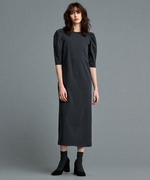 【UVケア・接触冷感】ダブルフェイスジャージー ボリュームスリーブ ワンピース(五分袖)(uncrave STANDARD)