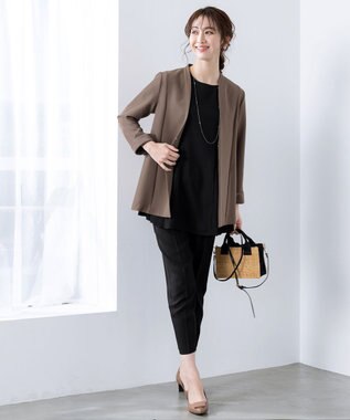 Tiaclasse 【洗える】ドロストテーパードパンツ ブラック