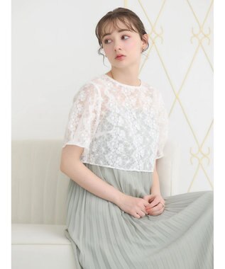 earth music&ecology ＳＥＴ２点　オーガンジー刺繍＋プリーツワンピース Mint