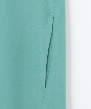 ANY 【洗える】バンドカラーとろみ ワンピース ターコイズ