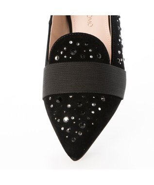 MODE ET JACOMO <MODE ET JACOMO>ラインストーン付きフラットパンプス ブラックスエード