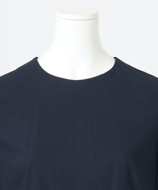 23区 【R(アール)】クリスピーリネンストレッチ 半袖ワンピース ネイビー系