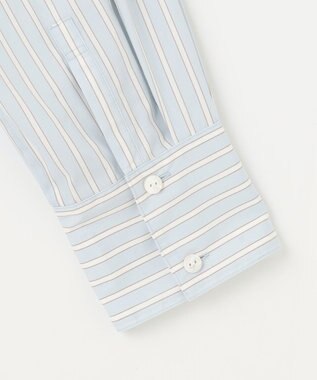 自由区 L 【スタイリストコラボ・洗える】SOMELOSバンドカラー シャツ サックスストライプ