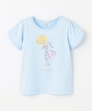 組曲 KIDS 【110-140㎝】ひまわりブーケ Tシャツ サックスブルー