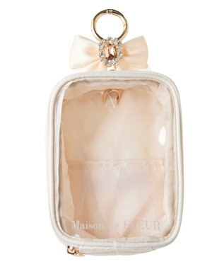 Maison de FLEUR ビジューリボンクリアポーチS Ivory