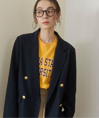 WEGO 【ANGIE VINTAGE/S/Mサイズ展開 / オケージョン対応 / セレモニー対応】ゴールドボタン テーラードジャケット / 金ボタン ダブル ブレザー ネイビー