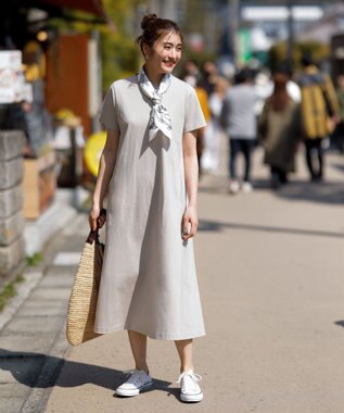ANY L 【洗濯機可】Ａラインフレア ワンピース サンドベージュ