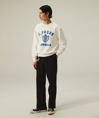 J.PRESS MEN 【J.PRESS ORIGINALS】【UNISEX】Supima Recycle Cotton CREST Logo Sweat ホワイト系