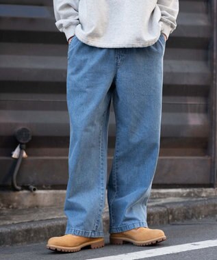 WEGO 【ユニセックス着用ITEM/ウエストゴム】ユルフィットデニムイージーパンツ デニム淡色
