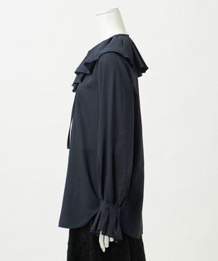 23区 【GOLD LABEL】シアーコットン ラッフル襟 ブラウス ダルブルー系