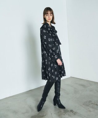 GRACE CONTINENTAL スタープリントミニワンピース ブラック