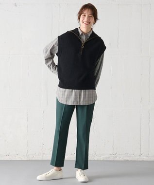 ANY ハーフジップニットベスト ブラック
