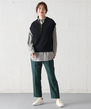 ANY ハーフジップニットベスト ブラック