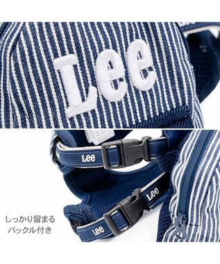 PET PARADISE Lee ヒッコリー ロゴ リュック付きハーネス  ３Ｓ 小型犬 ネイビー×ホワイト
