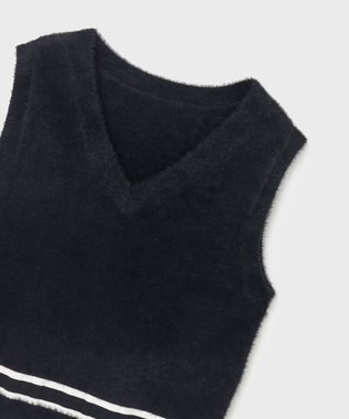 GRACE CONTINENTAL シャギーバイカラーニットノースリーブ ブラック