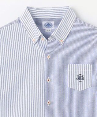 J.PRESS KIDS 【140-170cm】オックスフォード ストライプコンビシャツ ブルー系1