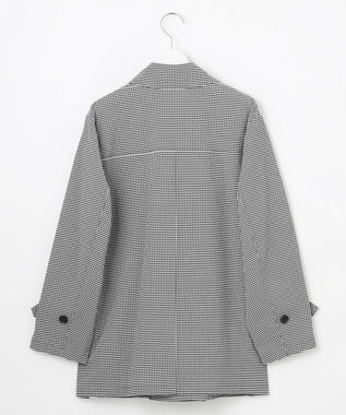 J.PRESS LADIES S 【洗える】Lightストレッチギンガム ダブル トレンチコート ブラック×ライトグレーギンガム系