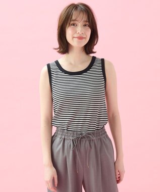 ANY L 【新色追加】ラウンドタンクトップ オフ×ブラック