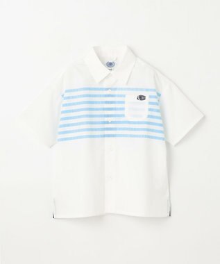 J.PRESS KIDS 【110-130cm】TCブロード パネルボーダープリント シャツ アイボリー系
