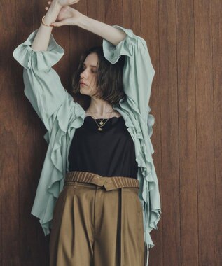 YECCA VECCA ラッフルリボンロングブラウス Light Green