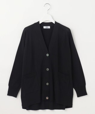 J.PRESS LADIES L 【洗える】SILKY RAYON STRETCH Vネック カーディガン ブラック系