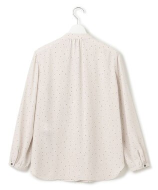 23区 S 【洗える】バックサテンアムンゼン ドットプリント リボン付き スキッパー ブラウス アイボリードット